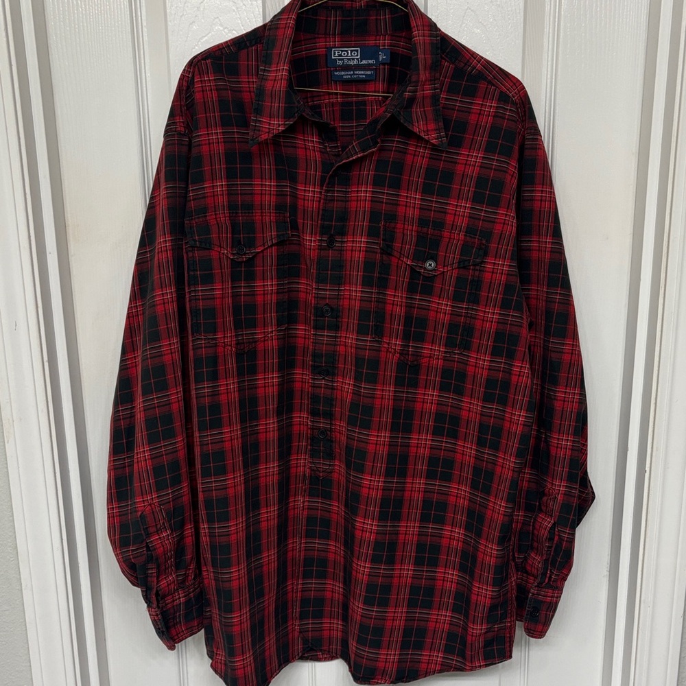 Ralph Lauren plaid  work shirt large lumberjack red black grunge 90s gorp